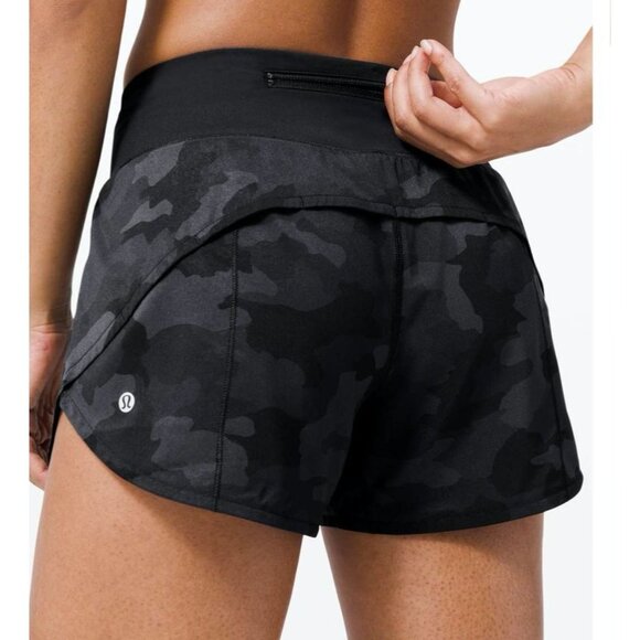 Lululemon Speed Up Short Long *4" Updated Fit Heritage 365 Camo Deep Coal Black - Picture 1 of 3